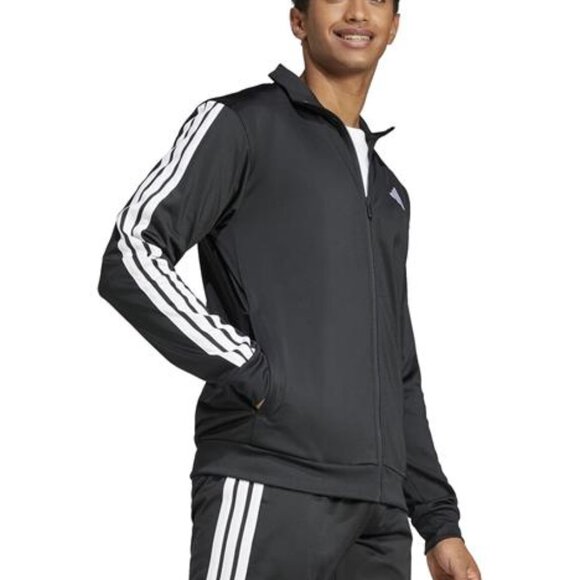 Adidas mens 3-stripes Tricot Track Top Black and White NEW - Picture 2 of 7